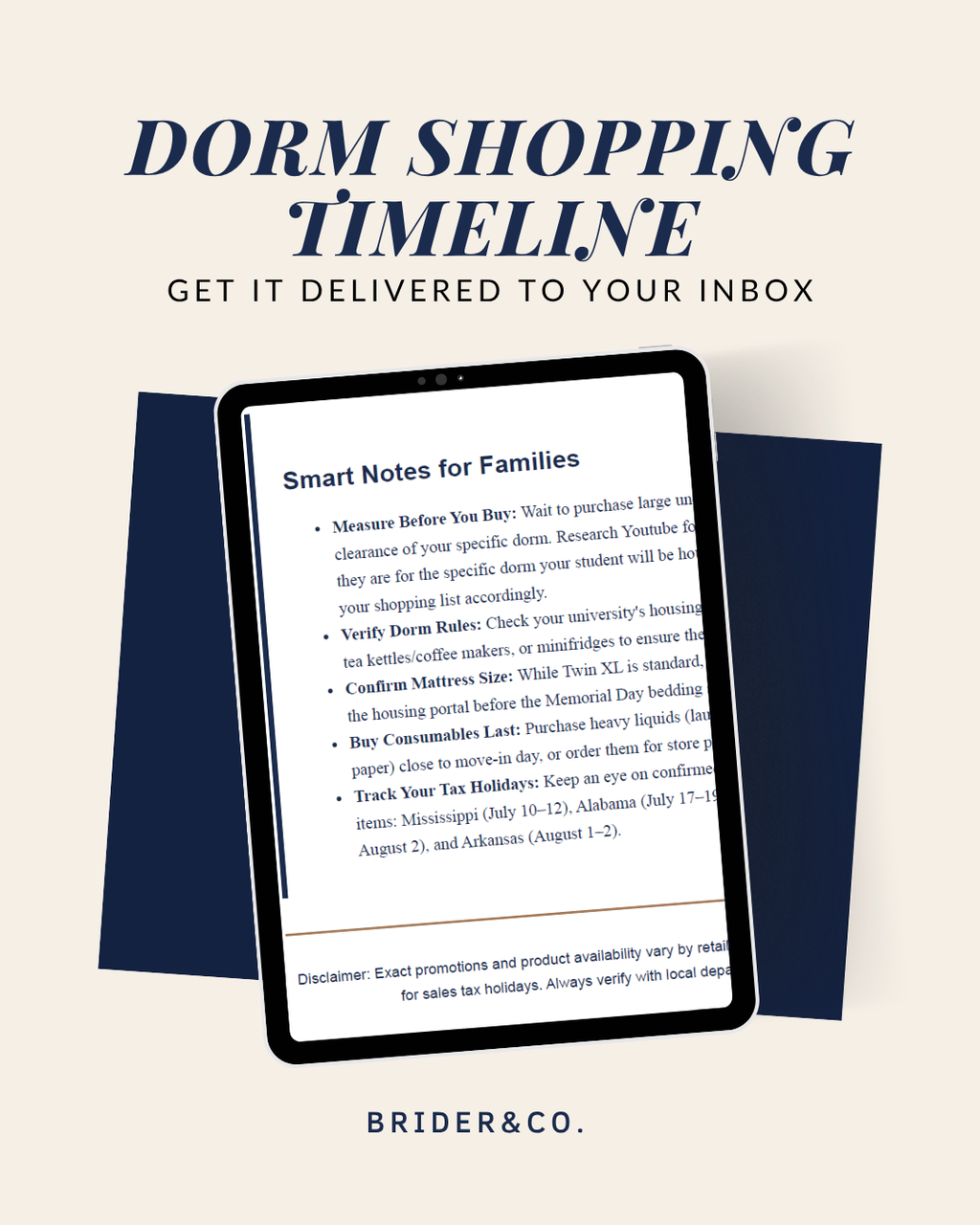 Dorm Shopping Timeline 2026