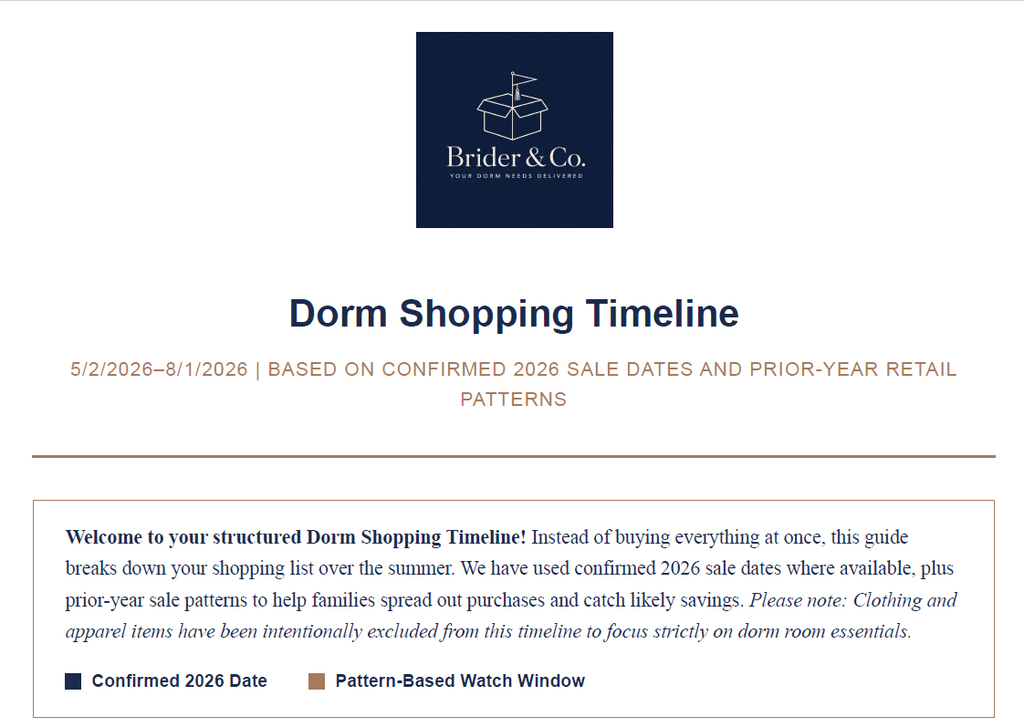Dorm Shopping Timeline 2026