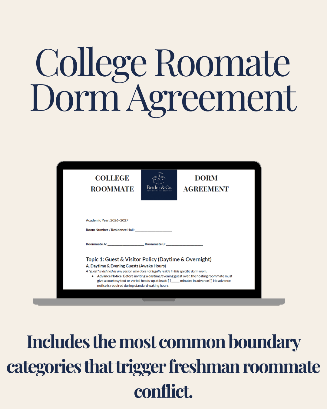 The Brider&Co. Roommate Agreement Template