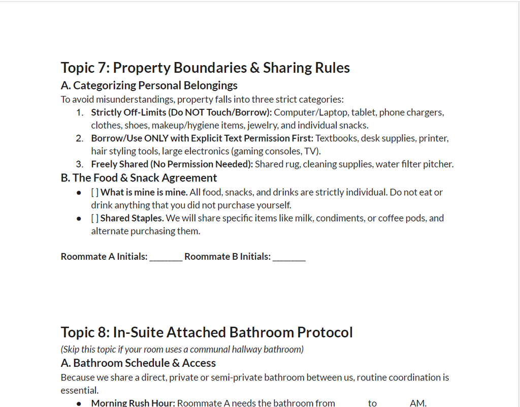 The Dorm Roommate Agreement — The Multiple-Choice Boundary System That Protects Your Student's GPA, Sleep, and Sanity Before Move-In Day