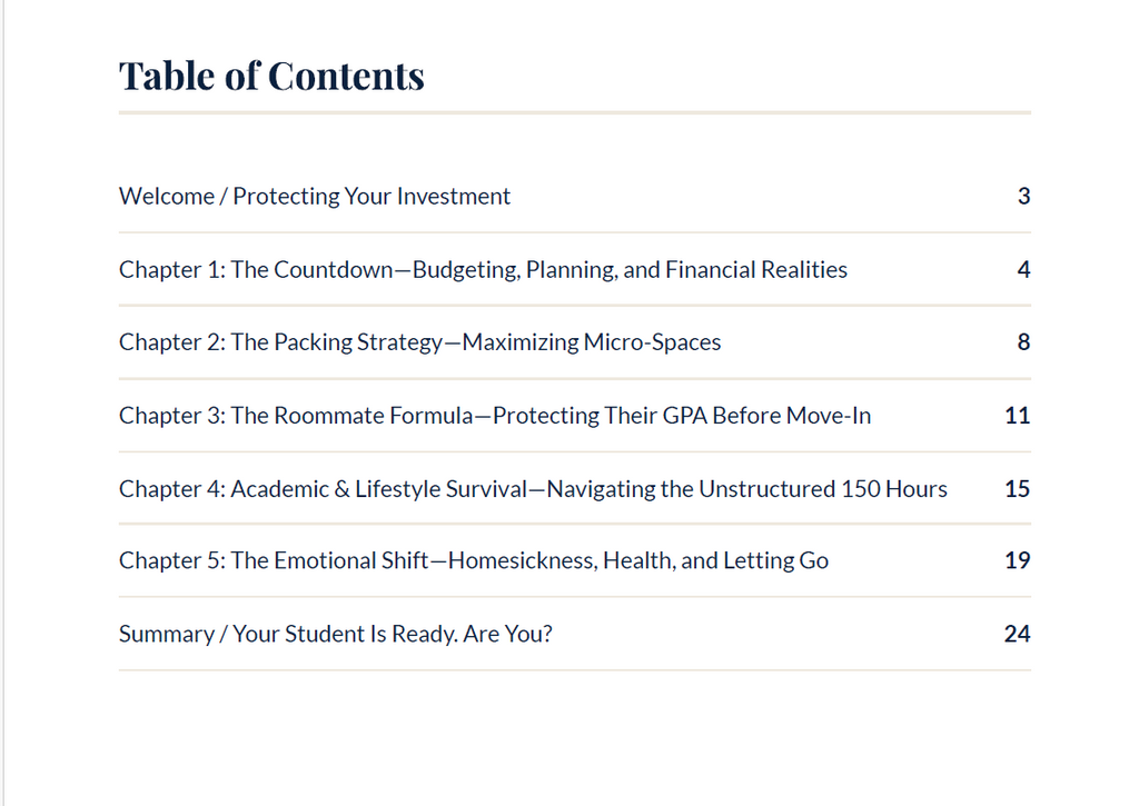 The Freshman Launchpad Playbook — The Complete Parent & Student Survival Guide to Budgeting, Packing, Roommates, and Thriving in the First Semester of College