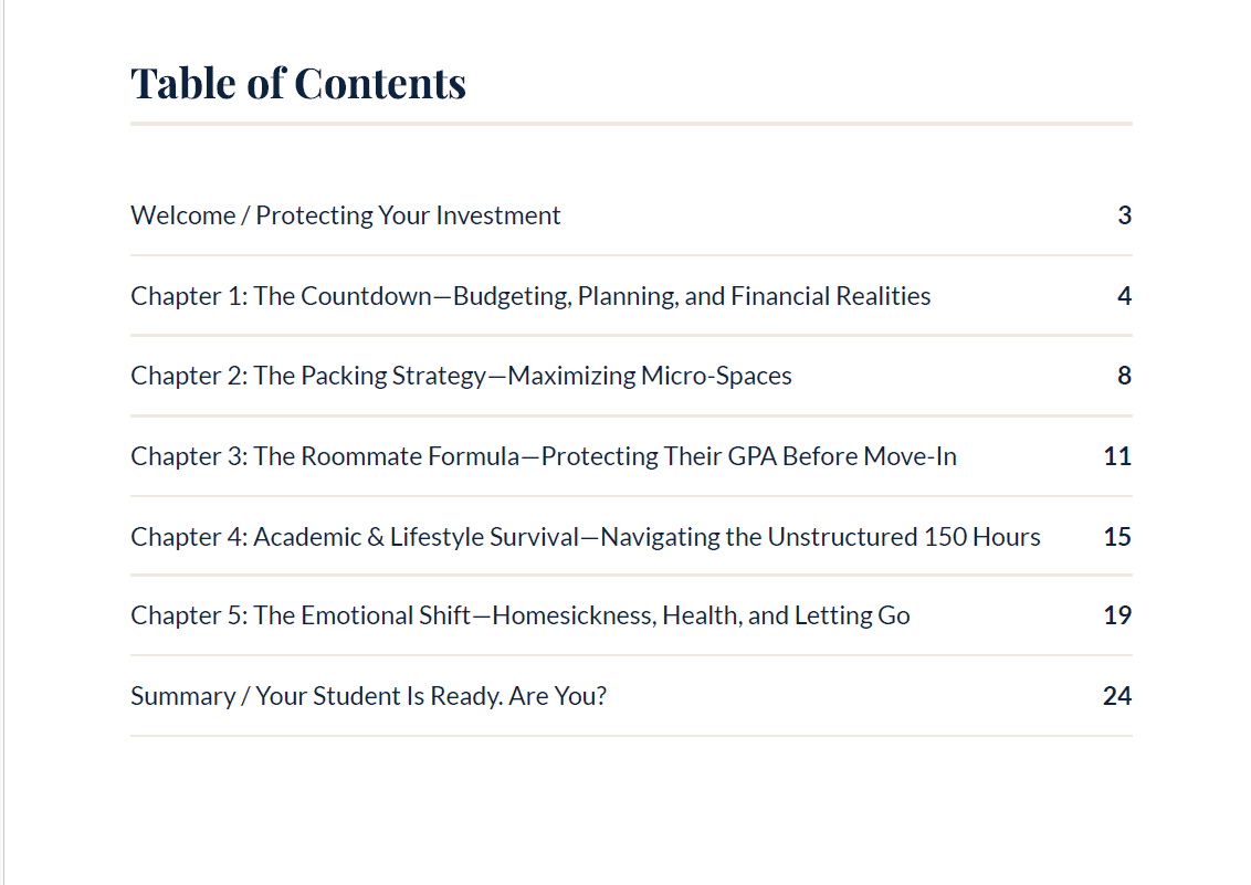 The Freshman Launchpad Playbook — The Complete Parent & Student Survival Guide to Budgeting, Packing, Roommates, and Thriving in the First Semester of College