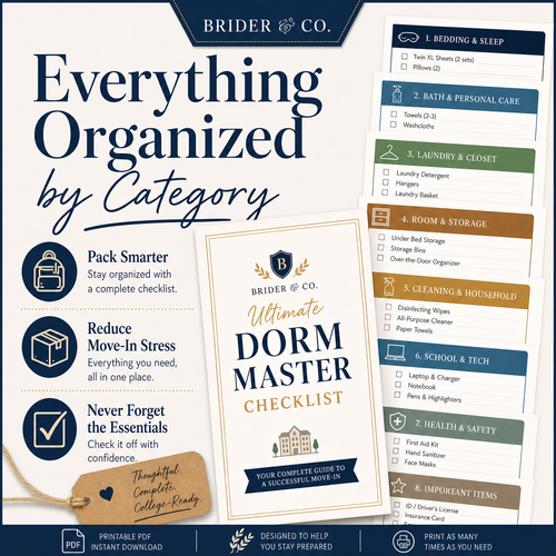 The Brider&Co  Ultimate Dorm Master Checklist