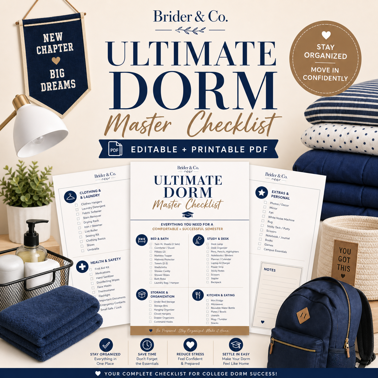 The Brider&Co  Ultimate Dorm Master Checklist